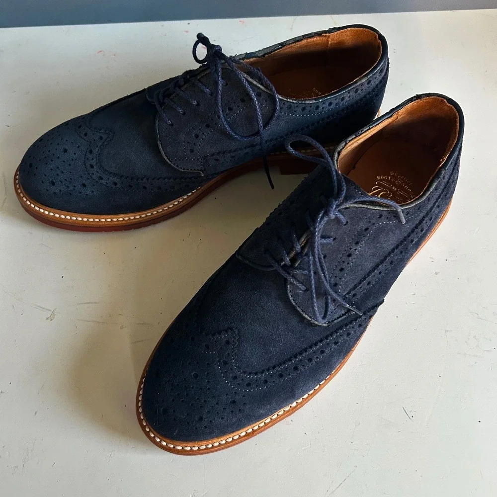 J. Crew dress shoes Men's 8.5 Oxford Ludlow‎ Suede Leather Blue Preppy Career